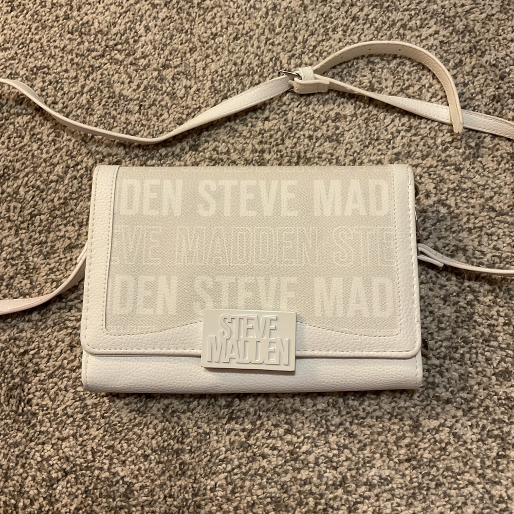 Steve Madden Cream Logo Crossbody Bag